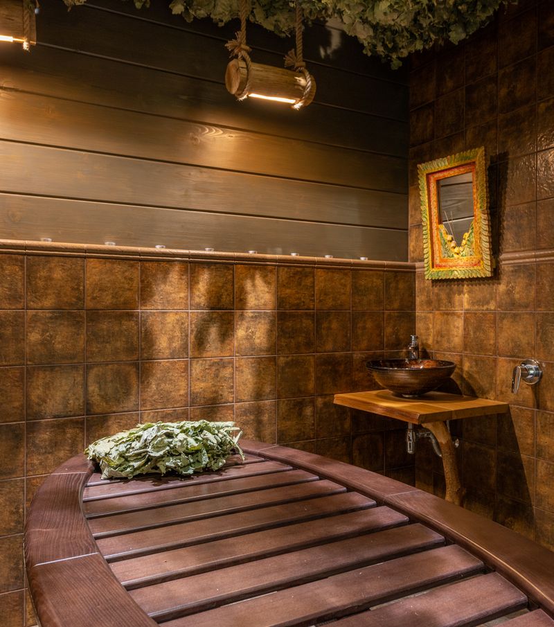 Rustic steam room interior